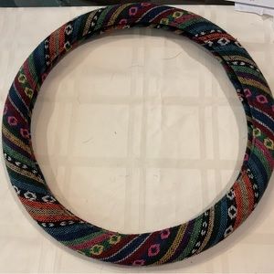 NWOT steering wheel cover multicolored print